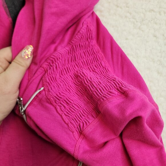 Champion Moto Hoodie Sweatshirt XL Bright Pink Thumbhole Full Zip Pockets Active - Picture 9 of 10